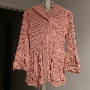 Rose Button front Sweater with hood